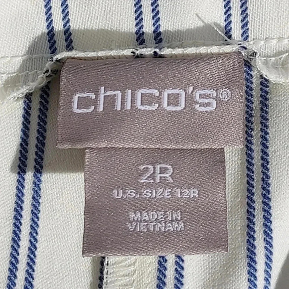 Chicos Womens Pants 2R White with Blue stripes. - Picture 7 of 8